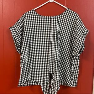 Checked black and white shein top